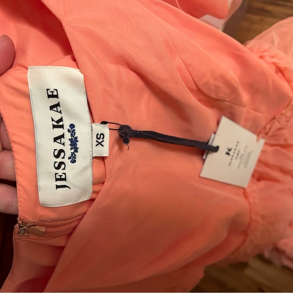 JessaKae Elegant Coral Ruffle Dress - Picture 5 of 6